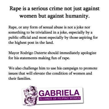 Gabriela statemenht about rape