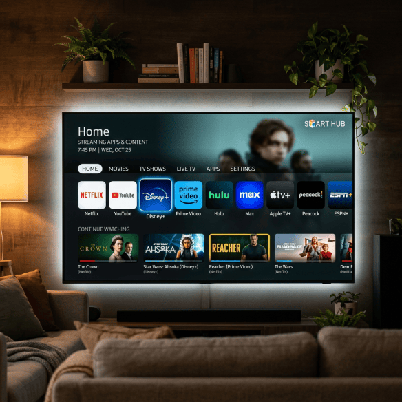 Streaming apps on smart TV interface